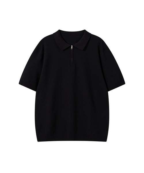 BUTTON SEOUL(ボタンソウル)の「クールビスコースハーフジップカラーニット (3 COLOR)(Tシャツ/カットソー・メンズ・ブラック/グレー/ホワイト・SMALL/X-LARGE/LARGE/MEDIUM)」の2枚目の写真