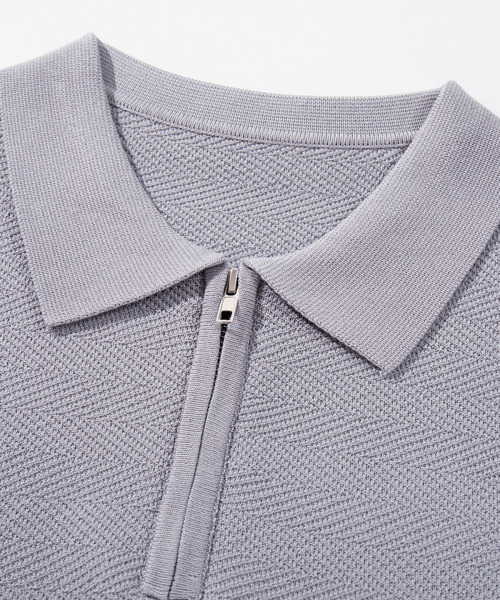 BUTTON SEOUL(ボタンソウル)の「クールビスコースハーフジップカラーニット (3 COLOR)(Tシャツ/カットソー・メンズ・ブラック/グレー/ホワイト・SMALL/X-LARGE/LARGE/MEDIUM)」の8枚目の写真