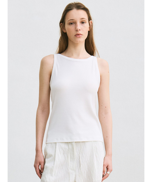 le(ル)の「boat neck sleeveless top (white)(Tシャツ/カットソー・レディース・その他・FREE)」の1枚目の写真