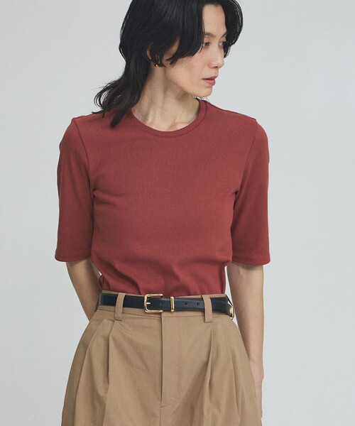 qualite(カリテ)の「【コットン100%】サイロプレミアムフライスTシャツ(Tシャツ/カットソー・レディース・オフホワイト/ブラウン/ブラック/オレンジ系その他・フリー)」の4枚目の写真