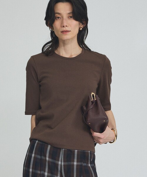qualite(カリテ)の「【コットン100%】サイロプレミアムフライスTシャツ(Tシャツ/カットソー・レディース・オフホワイト/ブラウン/ブラック/オレンジ系その他・フリー)」の3枚目の写真