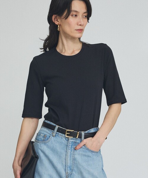 qualite(カリテ)の「【コットン100%】サイロプレミアムフライスTシャツ(Tシャツ/カットソー・レディース・オフホワイト/ブラウン/ブラック/オレンジ系その他・フリー)」の1枚目の写真