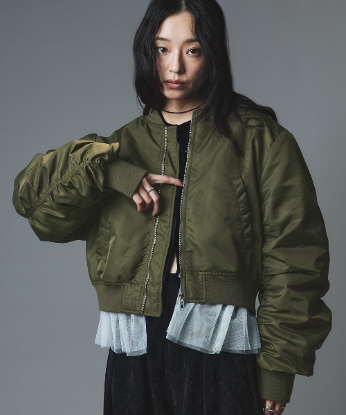 W:Huku（フーク）の「【W:Huku / ナイロンオックス】キルティング MA-1 / Nylon Oxford Quilted MA-1（MA-1・レディース・ブラック/カーキ/ライトベージュ・FREE）」の10枚目の写真