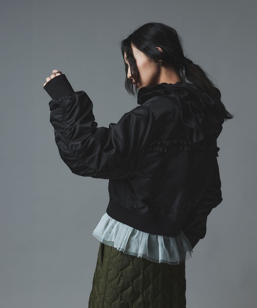 W:Huku（フーク）の「【W:Huku / ナイロンオックス】キルティング MA-1 / Nylon Oxford Quilted MA-1（MA-1・レディース・ブラック/カーキ/ライトベージュ・FREE）」の16枚目の写真