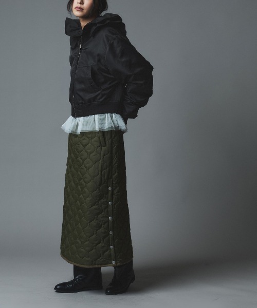 W:Huku（フーク）の「【W:Huku / ナイロンオックス】キルティング MA-1 / Nylon Oxford Quilted MA-1（MA-1・レディース・ブラック/カーキ/ライトベージュ・FREE）」の18枚目の写真