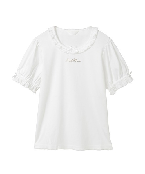 PINK HOUSE(ピンクハウス)の「ロゴプリントパフスリーブカットソー(Tシャツ/カットソー・レディース・ホワイト/ピンク/ブラック・MEDIUM/LARGE)」の2枚目の写真