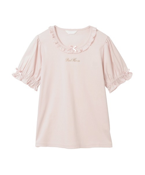 ロゴプリントパフスリーブカットソー（Tシャツ/カットソー）｜PINK