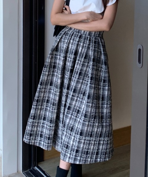 BIRTHDAY BASH(バースデイバッシュ)の「KIRA TWEED CHECK SKIRT(スカート・レディース・ホワイト・SMALL)」の1枚目の写真