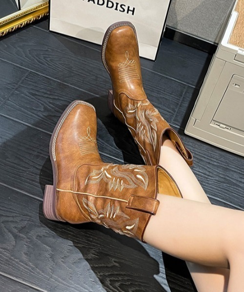 LAC-VERT(ラック・ヴェール)の「ヴィンテージ風ウエスタンブーツ(ブーツ・レディース・キャメル・SMALL/MEDIUM/LARGE)」の7枚目の写真