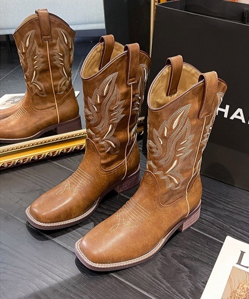 LAC-VERT(ラック・ヴェール)の「ヴィンテージ風ウエスタンブーツ(ブーツ・レディース・キャメル・SMALL/MEDIUM/LARGE)」の5枚目の写真