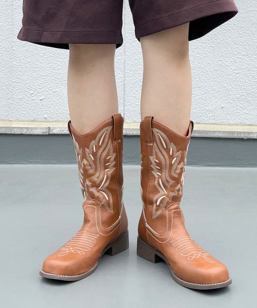 LAC-VERT(ラック・ヴェール)の「ヴィンテージ風ウエスタンブーツ(ブーツ・レディース・キャメル・SMALL/MEDIUM/LARGE)」の13枚目の写真