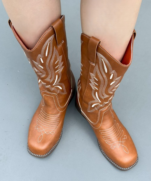 LAC-VERT(ラック・ヴェール)の「ヴィンテージ風ウエスタンブーツ(ブーツ・レディース・キャメル・SMALL/MEDIUM/LARGE)」の11枚目の写真