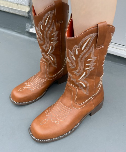LAC-VERT(ラック・ヴェール)の「ヴィンテージ風ウエスタンブーツ(ブーツ・レディース・キャメル・SMALL/MEDIUM/LARGE)」の9枚目の写真