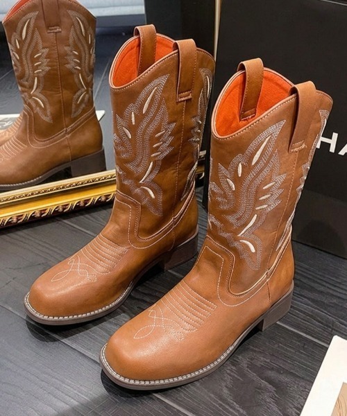 LAC-VERT(ラック・ヴェール)の「ヴィンテージ風ウエスタンブーツ(ブーツ・レディース・キャメル・SMALL/MEDIUM/LARGE)」の5枚目の写真
