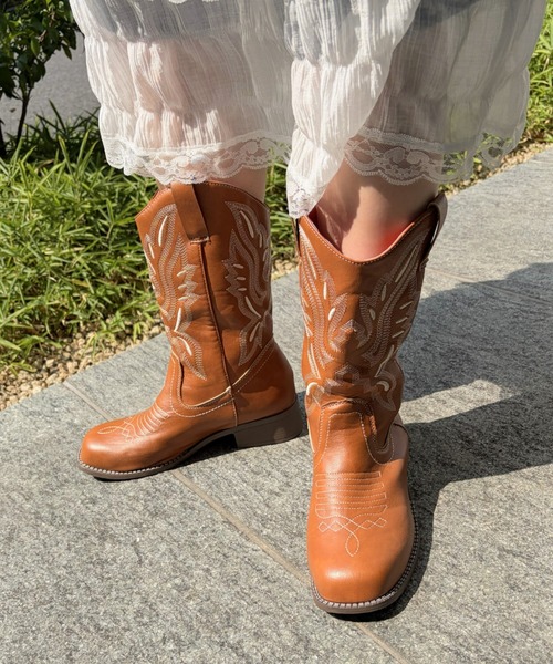 LAC-VERT(ラック・ヴェール)の「ヴィンテージ風ウエスタンブーツ(ブーツ・レディース・キャメル・SMALL/MEDIUM/LARGE)」の8枚目の写真