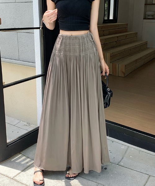 FAVORITO(ファヴォリート)の「ロングAラインスカート(スカート・レディース・ブラック/オフホワイト/ダークグレー・F)」の10枚目の写真