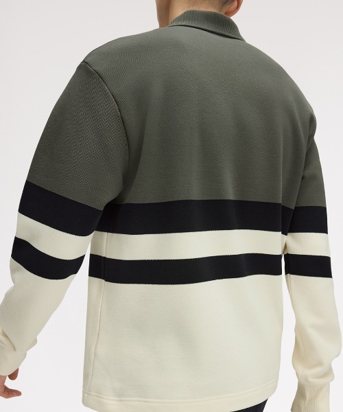 FRED PERRY(フレッドペリー)の「Colour Block Collared Sweatshirt/カラーブロックカラードスウェット(スウェット・メンズ・ダークオリーブ・L/M/S)」の2枚目の写真