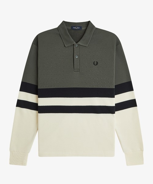 FRED PERRY(フレッドペリー)の「Colour Block Collared Sweatshirt/カラーブロックカラードスウェット(スウェット・メンズ・ダークオリーブ・L/M/S)」の7枚目の写真