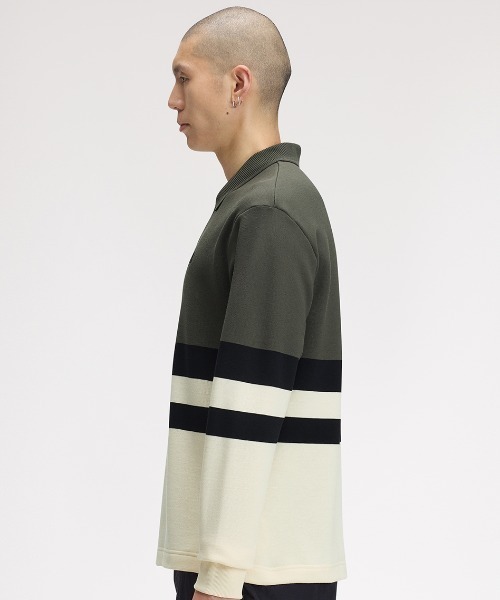FRED PERRY(フレッドペリー)の「Colour Block Collared Sweatshirt/カラーブロックカラードスウェット(スウェット・メンズ・ダークオリーブ・L/M/S)」の6枚目の写真