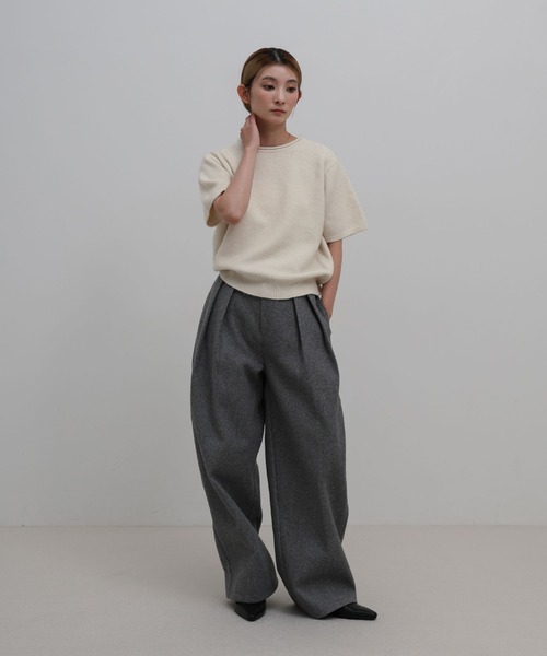 select MOCA（セレクトモカ）の「ネックデザインハーフスリーブニット（ニット/セーター・レディース・ブラウン/アイボリー/グレー・FREE）」の21枚目の写真