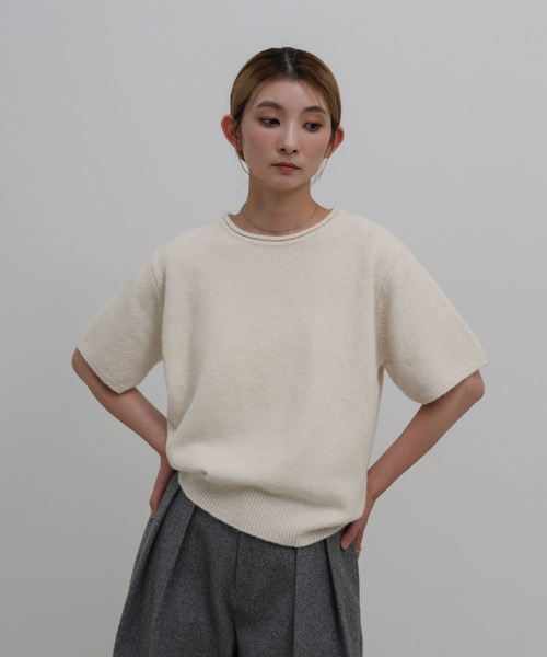select MOCA（セレクトモカ）の「ネックデザインハーフスリーブニット（ニット/セーター・レディース・ブラウン/アイボリー/グレー・FREE）」の17枚目の写真