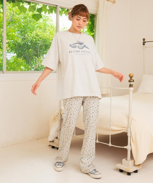 anap mimpi(アナップミンピ)の「小花柄 リラックス フレア パンツ(その他パンツ・レディース・アイボリー/サックスブルー・F)」の6枚目の写真