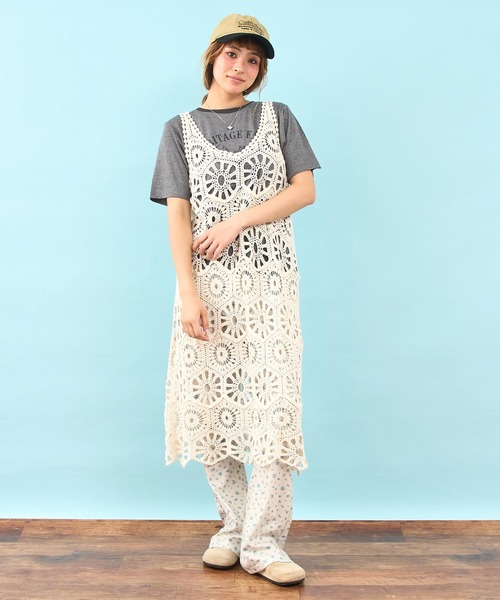 anap mimpi(アナップミンピ)の「小花柄 リラックス フレア パンツ(その他パンツ・レディース・アイボリー/サックスブルー・F)」の14枚目の写真