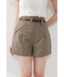 ベルト付きピンタックショートパンツ 夏服 秋服