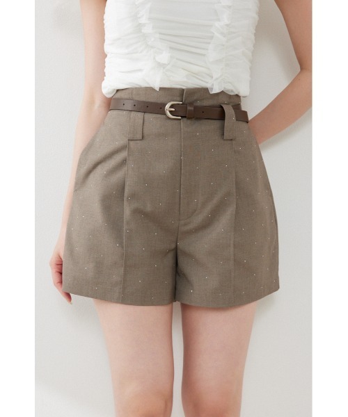 rienda（リエンダ）の「ベルト付きピンタックショートパンツ　夏服　秋服（その他パンツ・レディース・ブラック/アイボリー/ブラウン・MEDIUM/SMALL/X-SMALL）」の3枚目の写真