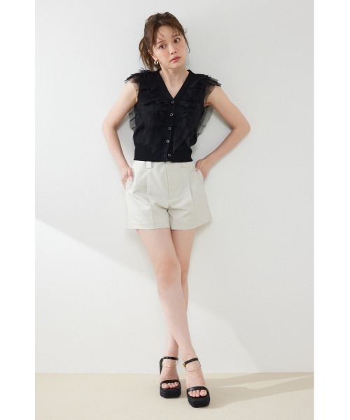 rienda（リエンダ）の「ベルト付きピンタックショートパンツ　夏服　秋服（その他パンツ・レディース・ブラック/アイボリー/ブラウン・MEDIUM/SMALL/X-SMALL）」の4枚目の写真