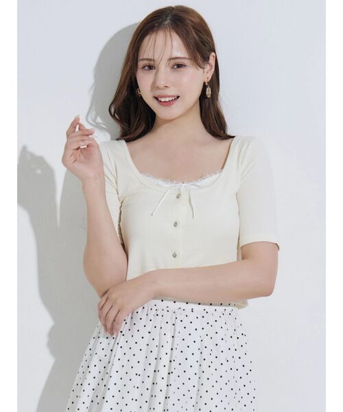 MERCURYDUO(マーキュリーデュオ)の「【セットアップ着用可能】レースキャミテレコアンサンブル(カーディガン/ボレロ・レディース・グレー/オフホワイト/イエロー/ブルー/ブラック・FREE)」の17枚目の写真
