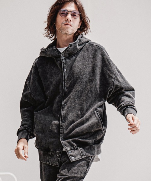 mpa4164‑Faded Sweat Full Snap Hoodie фулл‑снэп парка (A75126cmb)