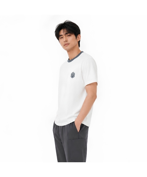 CUSTOMUS(カスタムアース)の「男性 フロッキー ロゴプリント ラウンド 半袖Tシャツ CXS26MKRT505 GRY(Tシャツ/カットソー・メンズ・グレー・LARGE/X-LARGE/MEDIUM)」の1枚目の写真