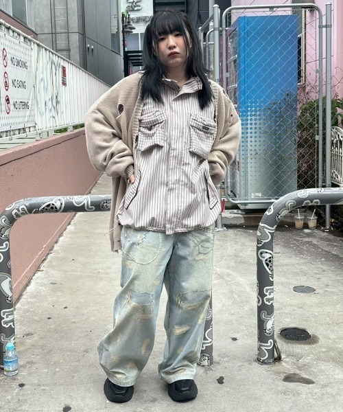 Candy Stripper(キャンディストリッパー)の「TATTERED KNIT カーディガン(ニット/セーター・レディース・チャコール/パープル/ライトベージュ・FREE)」の14枚目の写真