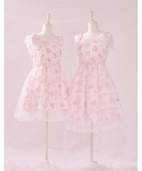 mellfy memory(メルフィーメモリー)の「Love Ribbon tulle one piece(ワンピース・レディース・ピンク・mini/LONG)」の1枚目の写真