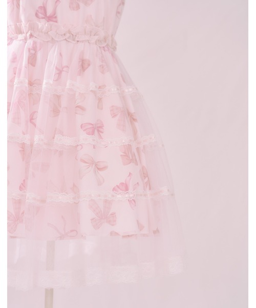 mellfy memory(メルフィーメモリー)の「Love Ribbon tulle one piece(ワンピース・レディース・ピンク・mini/LONG)」の4枚目の写真
