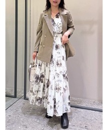 【00サイズあり】カシュクールフラワープリントワンピース