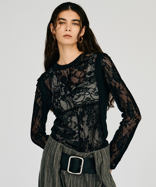 PRANK PROJECT(プランクプロジェクト)の「【2026Autumn Pre-Order】2WAYパネルレーストップス / 2-Way Panel Lace Top(その他トップス・レディース・ブラック/ホワイト・FREE)」の2枚目の写真