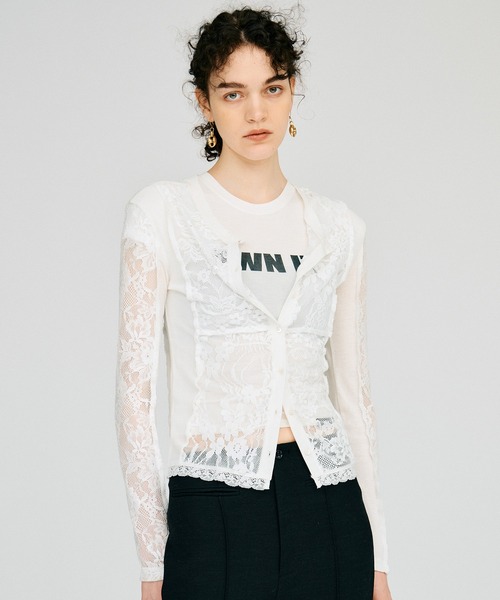 PRANK PROJECT(プランクプロジェクト)の「【2026Autumn Pre-Order】2WAYパネルレーストップス / 2-Way Panel Lace Top(その他トップス・レディース・ブラック/ホワイト・FREE)」の6枚目の写真