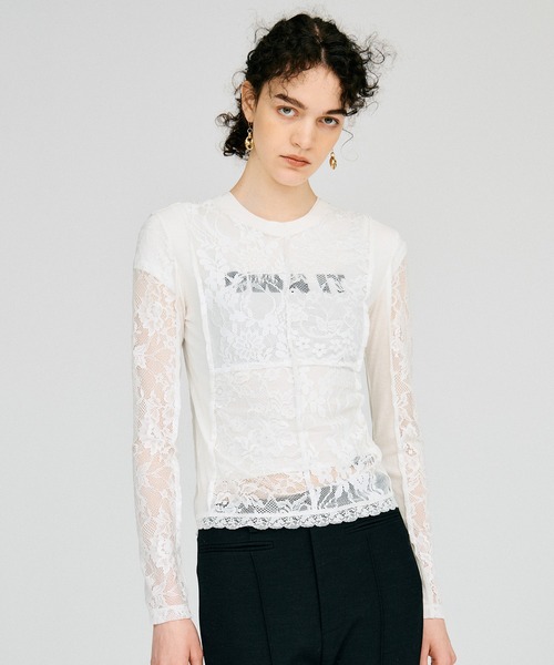 PRANK PROJECT(プランクプロジェクト)の「【2026Autumn Pre-Order】2WAYパネルレーストップス / 2-Way Panel Lace Top(その他トップス・レディース・ブラック/ホワイト・FREE)」の7枚目の写真