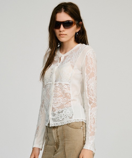 PRANK PROJECT(プランクプロジェクト)の「【2026Autumn Pre-Order】2WAYパネルレーストップス / 2-Way Panel Lace Top(その他トップス・レディース・ブラック/ホワイト・FREE)」の9枚目の写真