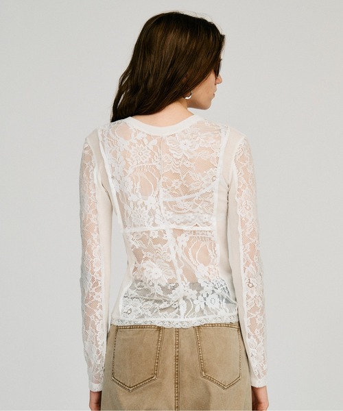 PRANK PROJECT(プランクプロジェクト)の「【2026Autumn Pre-Order】2WAYパネルレーストップス / 2-Way Panel Lace Top(その他トップス・レディース・ブラック/ホワイト・FREE)」の10枚目の写真