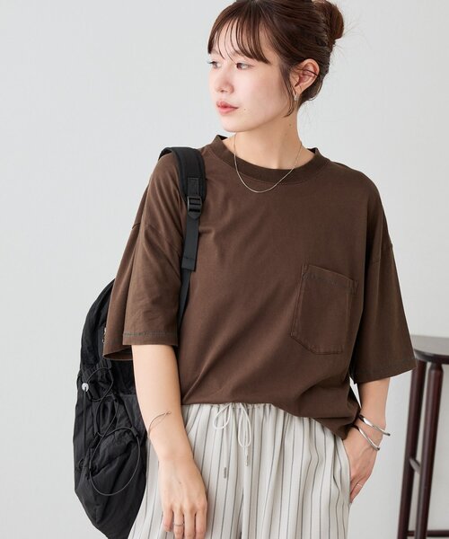 DISCOAT(ディスコート)の「【Enlude】配色ステッチドロストTシャツ《ユニセックス》(Tシャツ/カットソー・レディース・アイボリー/ブラウン/カーキ・LARGE/MEDIUM)」の4枚目の写真