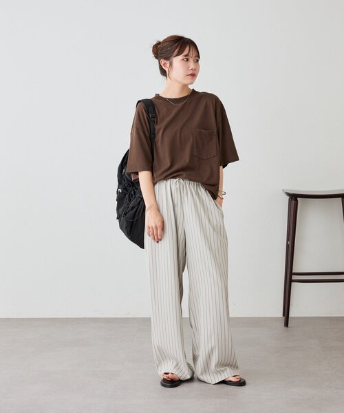 DISCOAT(ディスコート)の「【Enlude】配色ステッチドロストTシャツ《ユニセックス》(Tシャツ/カットソー・レディース・アイボリー/ブラウン/カーキ・LARGE/MEDIUM)」の9枚目の写真