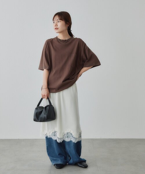 DISCOAT(ディスコート)の「【Enlude】配色ステッチドロストTシャツ《ユニセックス》(Tシャツ/カットソー・レディース・アイボリー/ブラウン/カーキ・LARGE/MEDIUM)」の10枚目の写真