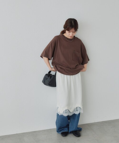 DISCOAT(ディスコート)の「【Enlude】配色ステッチドロストTシャツ《ユニセックス》(Tシャツ/カットソー・レディース・アイボリー/ブラウン/カーキ・LARGE/MEDIUM)」の11枚目の写真