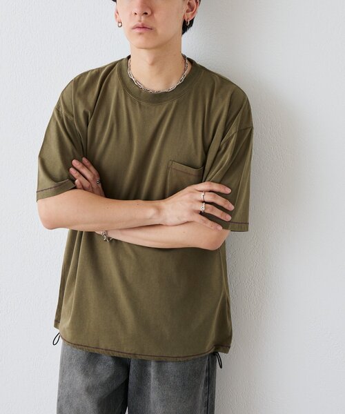 DISCOAT(ディスコート)の「【Enlude】配色ステッチドロストTシャツ《ユニセックス》(Tシャツ/カットソー・レディース・アイボリー/ブラウン/カーキ・LARGE/MEDIUM)」の17枚目の写真