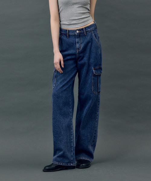 RYUL+WAI(リュルアンドワイ)の「デニムカーゴワークパンツインディゴR5(デニムパンツ・レディース・その他・MEDIUM/SMALL)」の1枚目の写真