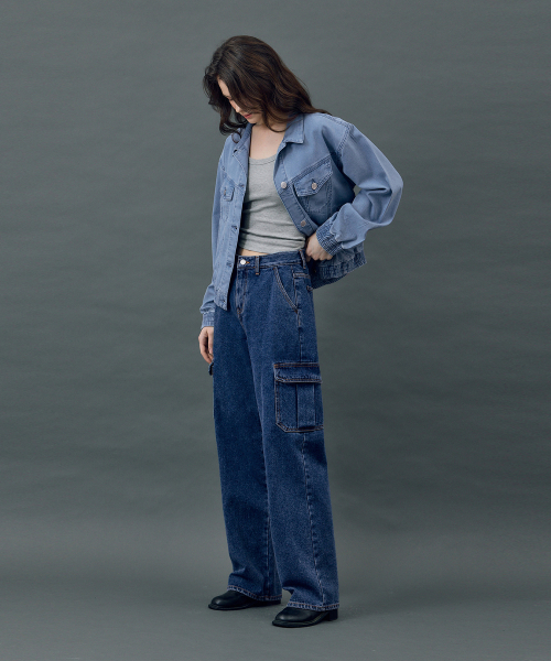 RYUL+WAI(リュルアンドワイ)の「デニムカーゴワークパンツインディゴR5(デニムパンツ・レディース・その他・MEDIUM/SMALL)」の2枚目の写真