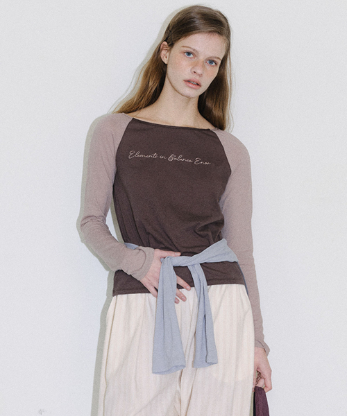 EN OR（エンオール）の「[CORE] SHEER BOATNECK RAGLAN TEE - BROWN（Tシャツ/カットソー・レディース・その他・SMALL/MEDIUM）」の3枚目の写真